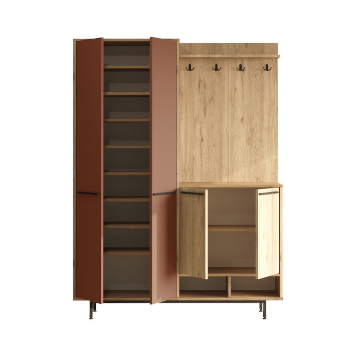 Hanah Home Soporte para Recibidor OS1-SK Roble y Rojo Teja